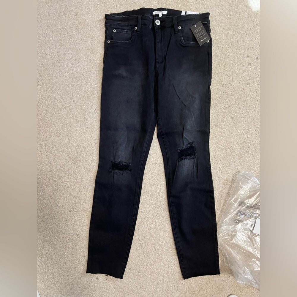 New NWT STS BLUE‎ jeans black distressed 30 Ellie  ankle skinny high rise